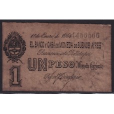 ARGENTINA 1864 BILLETE DE $ 1 PROVINCIA BUENOS AIRES